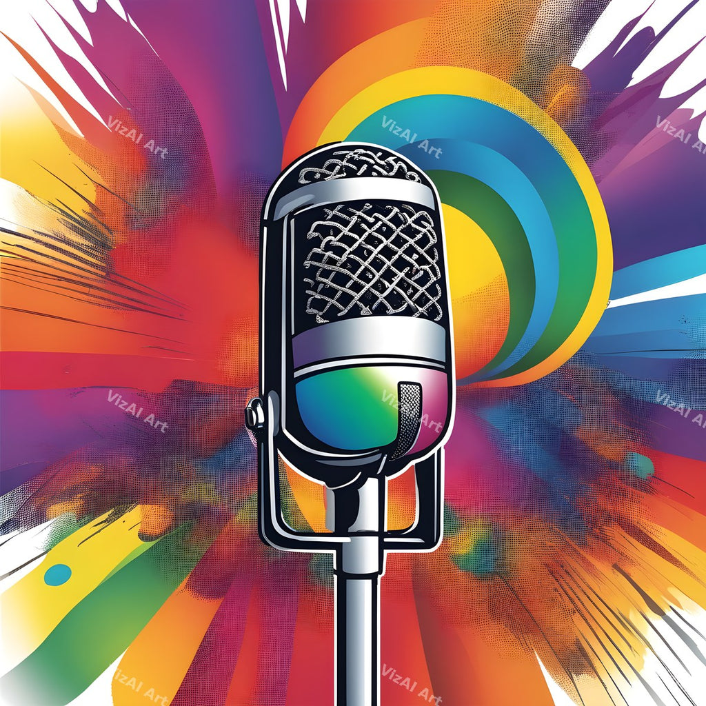 Sunburst Rays Stage Microphone Art — print 4