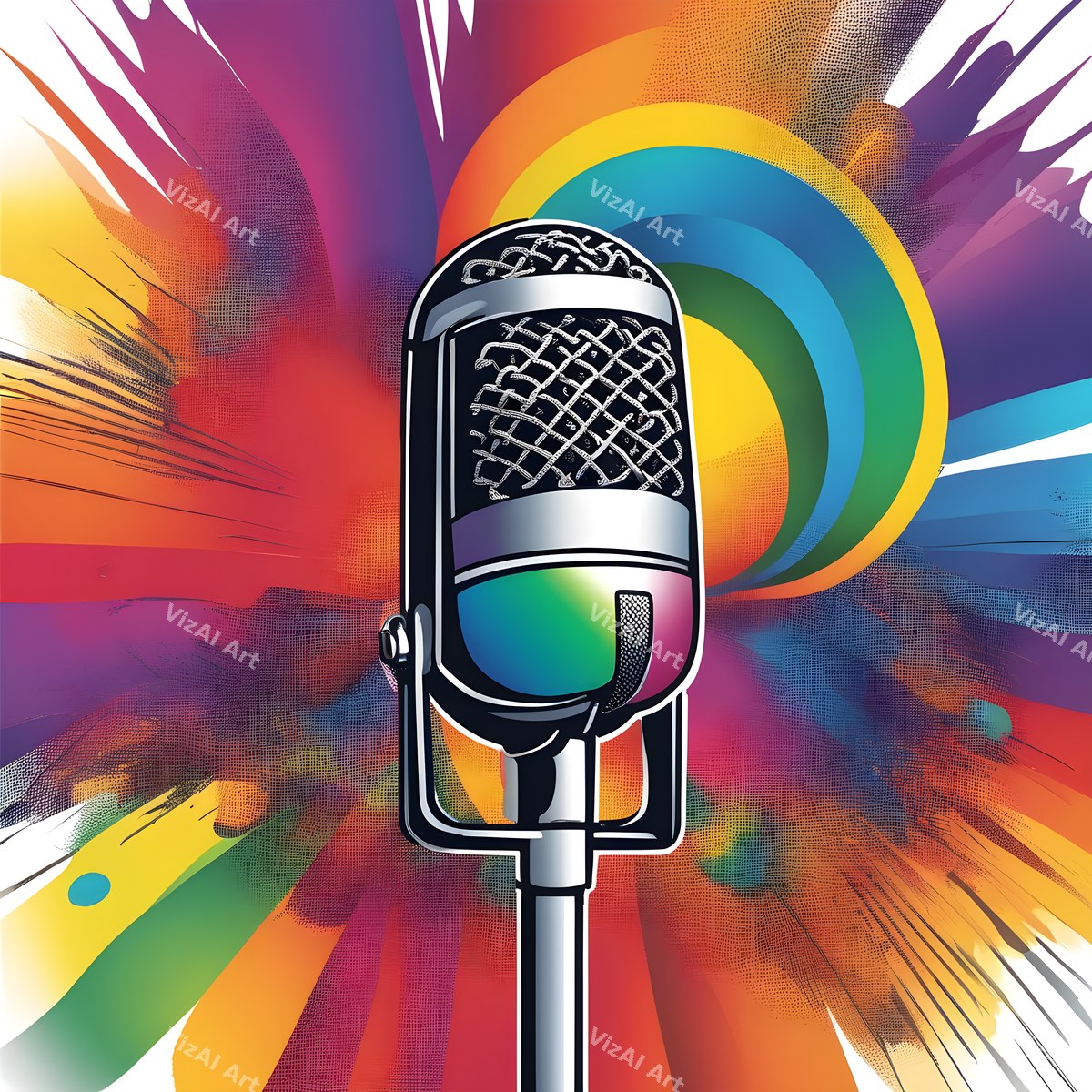 Sunburst Rays Stage Microphone Art — print 4
