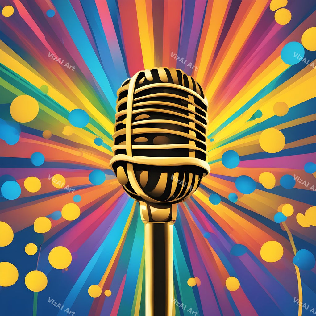 Sunburst Rays Stage Microphone Art — print 5