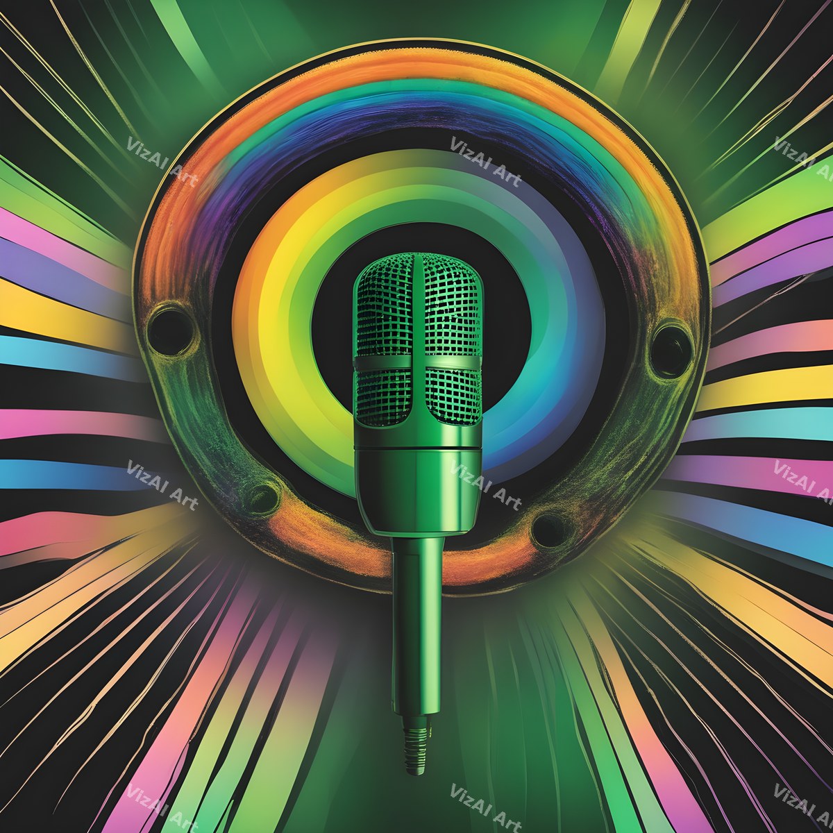 Sunburst Rays Stage Microphone Art — print 6