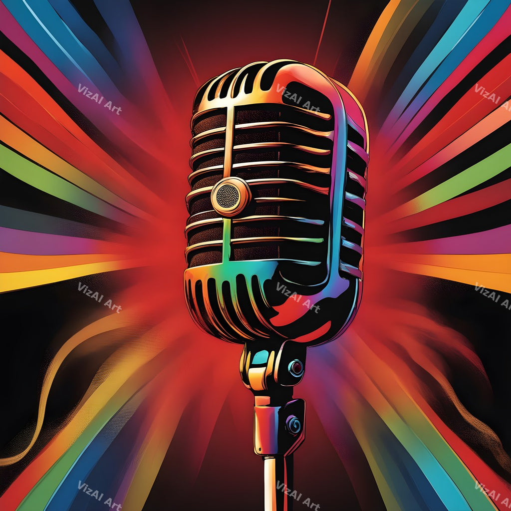 Sunburst Rays Stage Microphone Art — print 7
