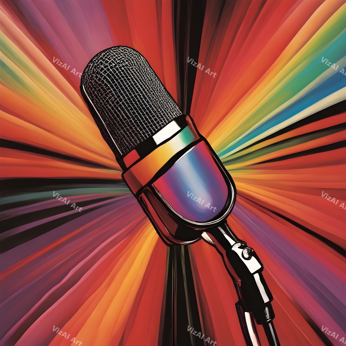 Sunburst Rays Stage Microphone Art — print 8