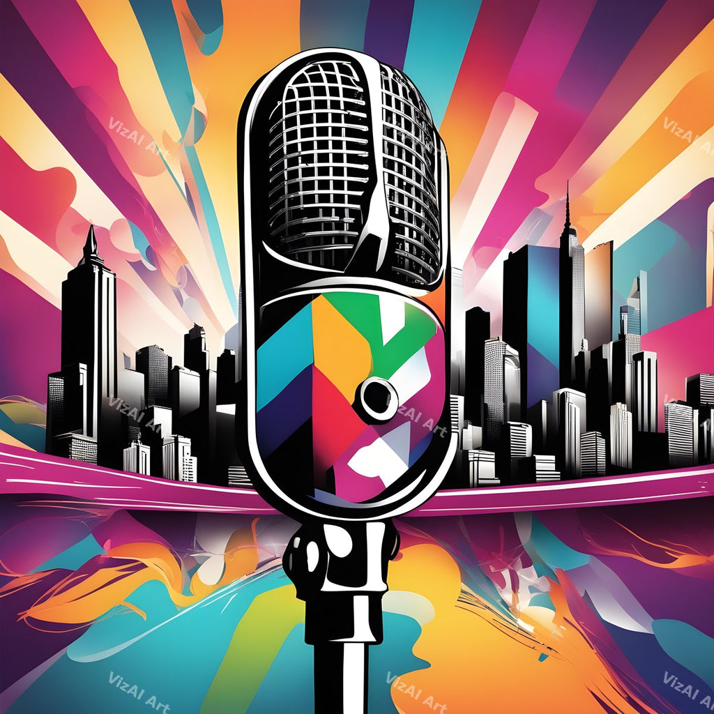 Sunburst Rays Stage Microphone Art — print 9