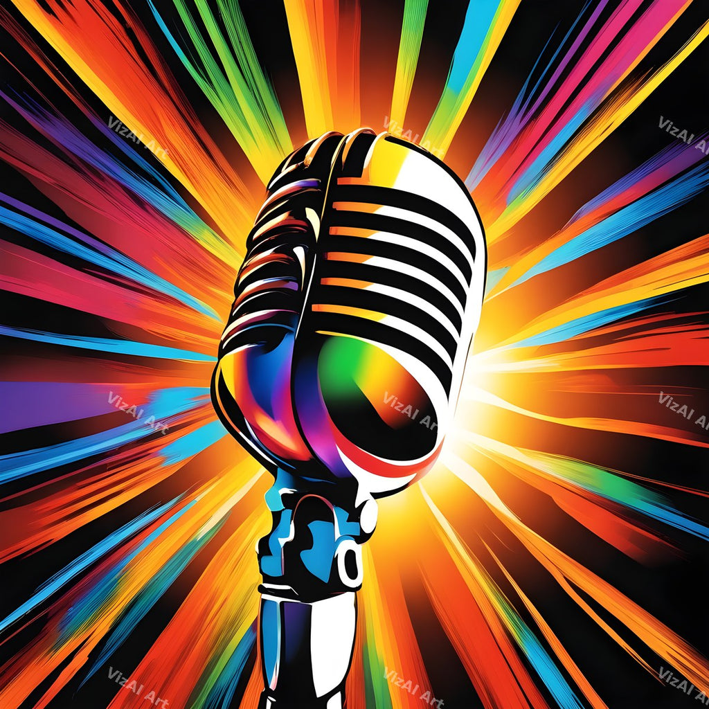 Sunburst Rays Stage Microphone Art — print 10