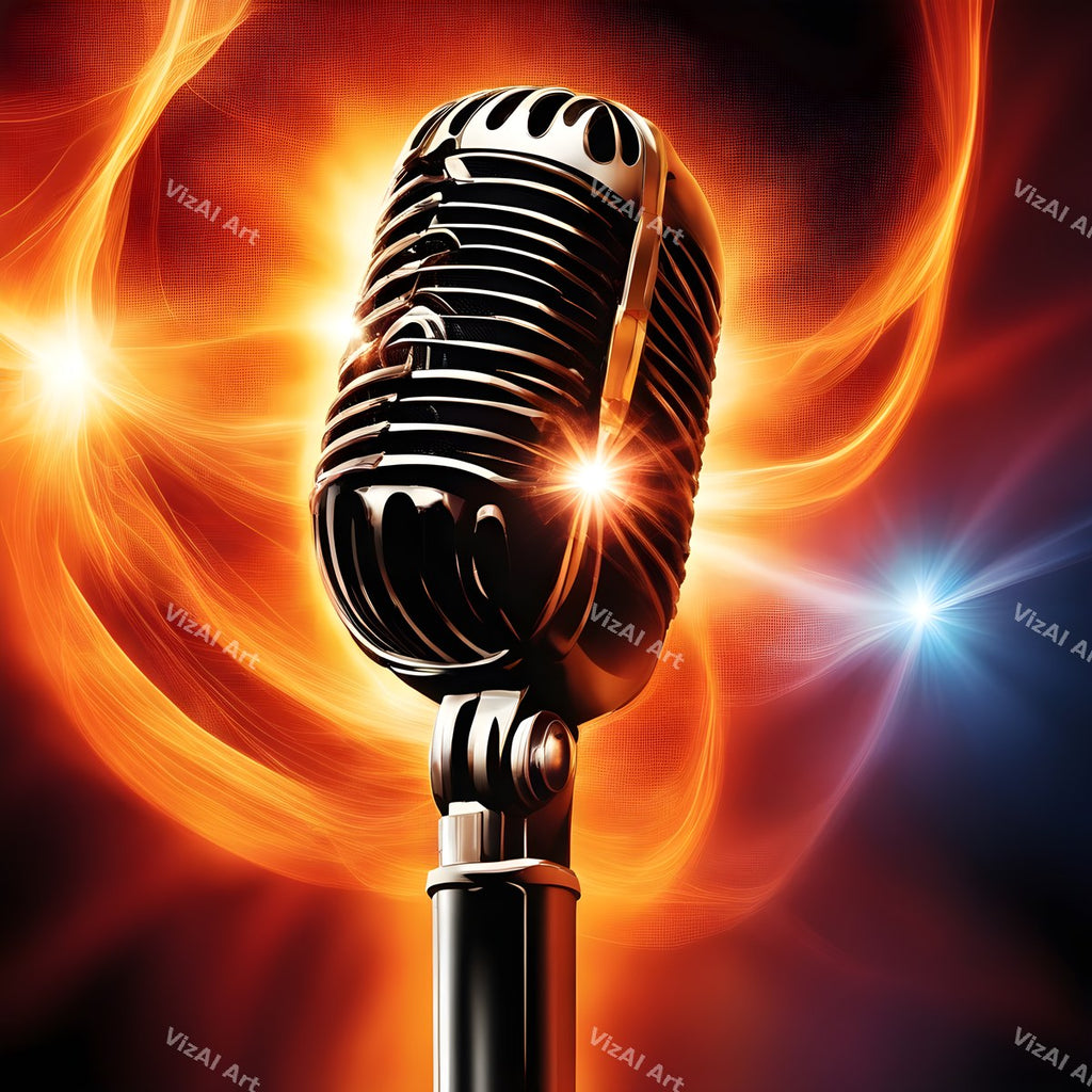 Sunburst Rays Stage Microphone Art — print 11