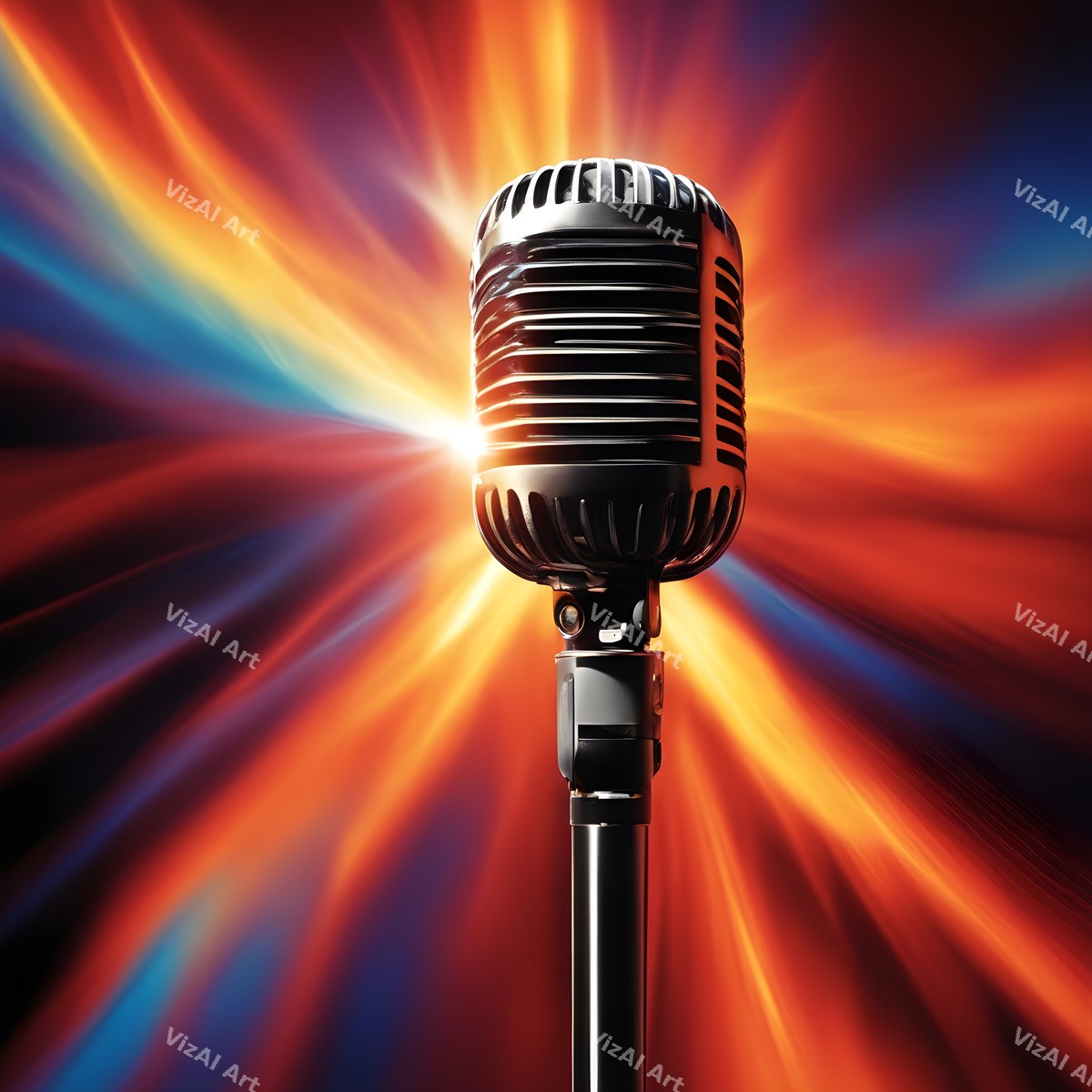 Sunburst Rays Stage Microphone Art — print 12