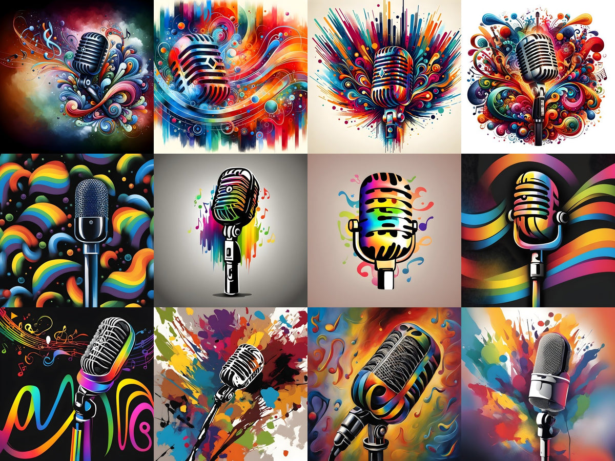 Carnival Swirl Microphone Art — 12 Printable Prints