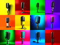 Colour Block Condenser Microphone Art — 12 Printable Prints