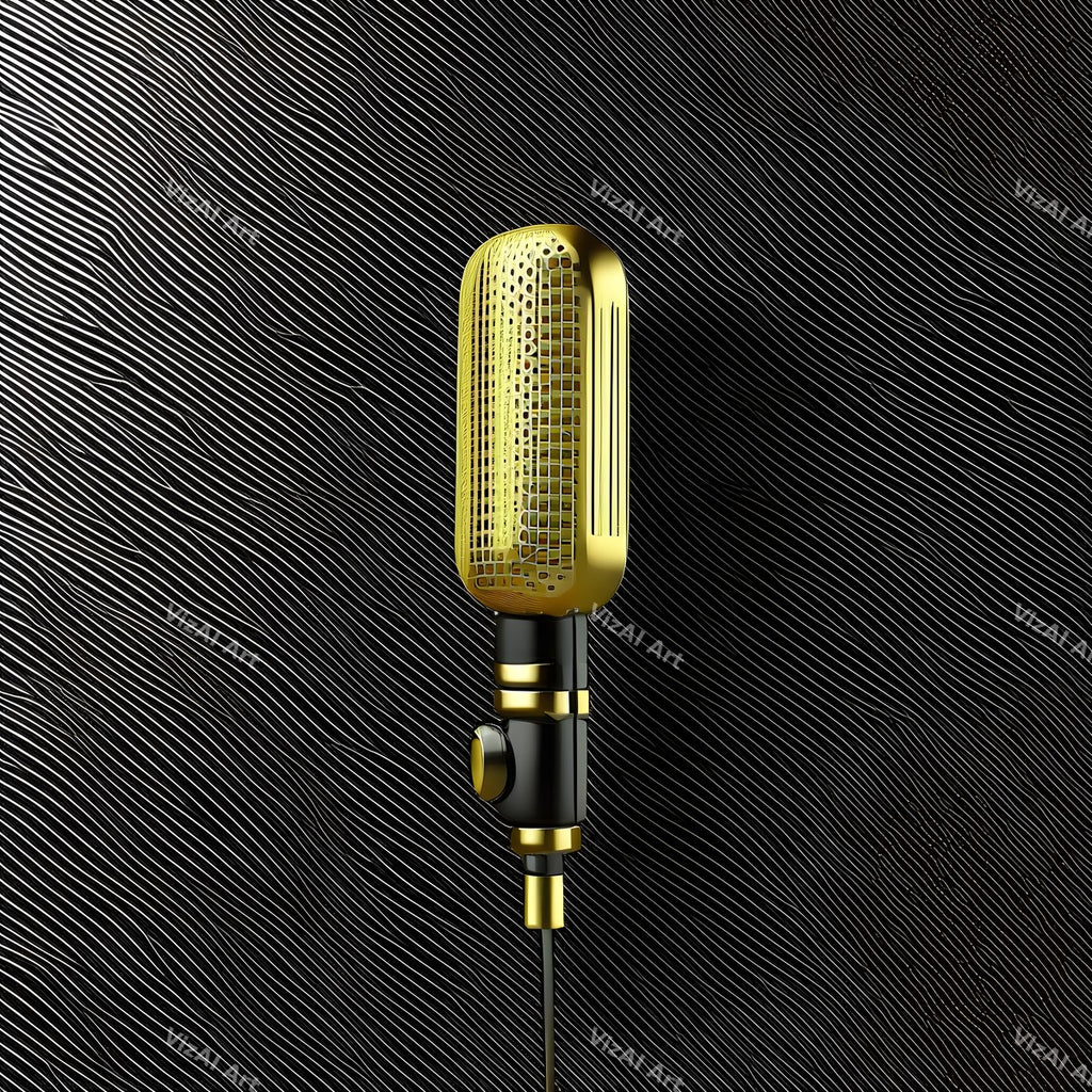 Golden Spotlight Microphone Art — print 1
