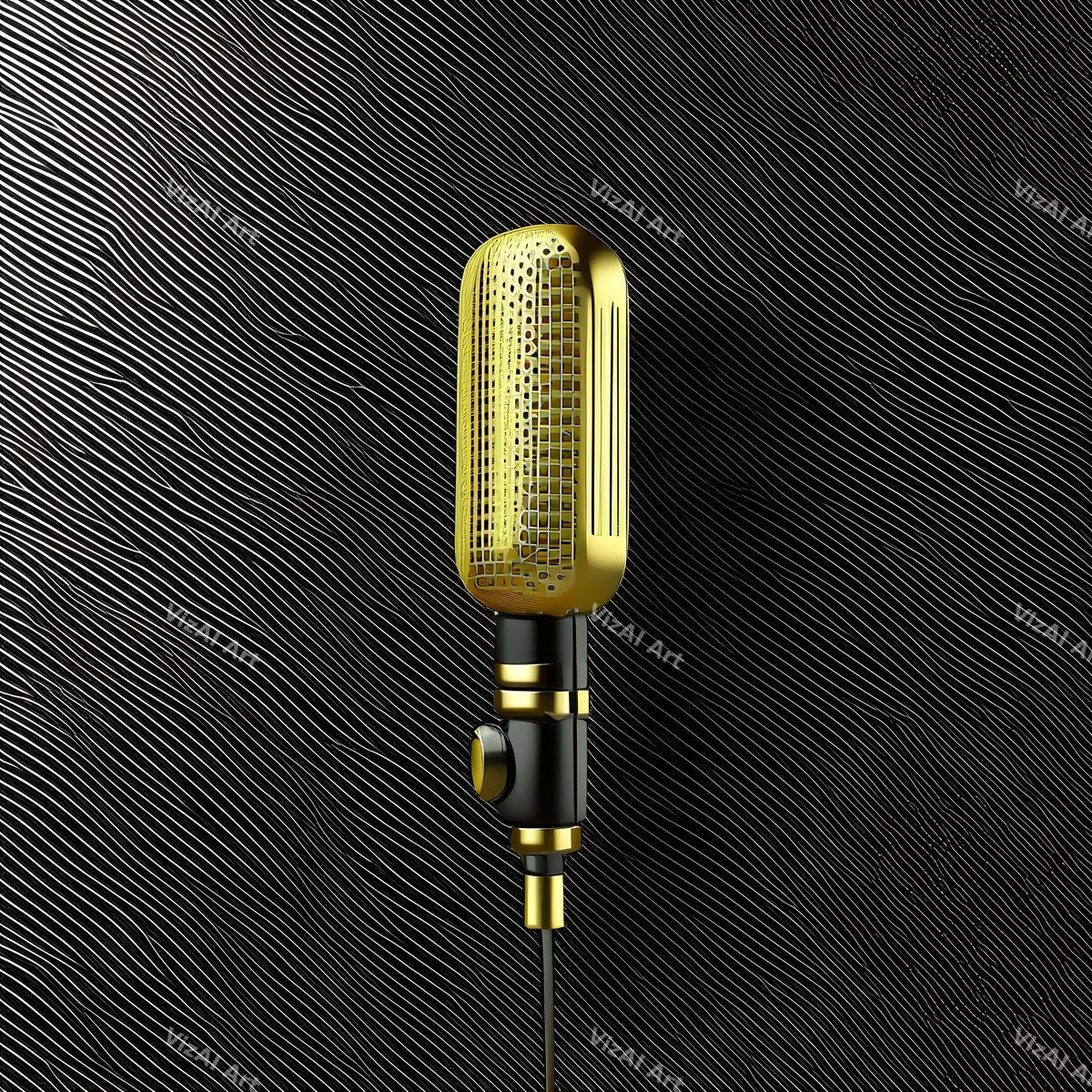 Golden Spotlight Microphone Art — print 1