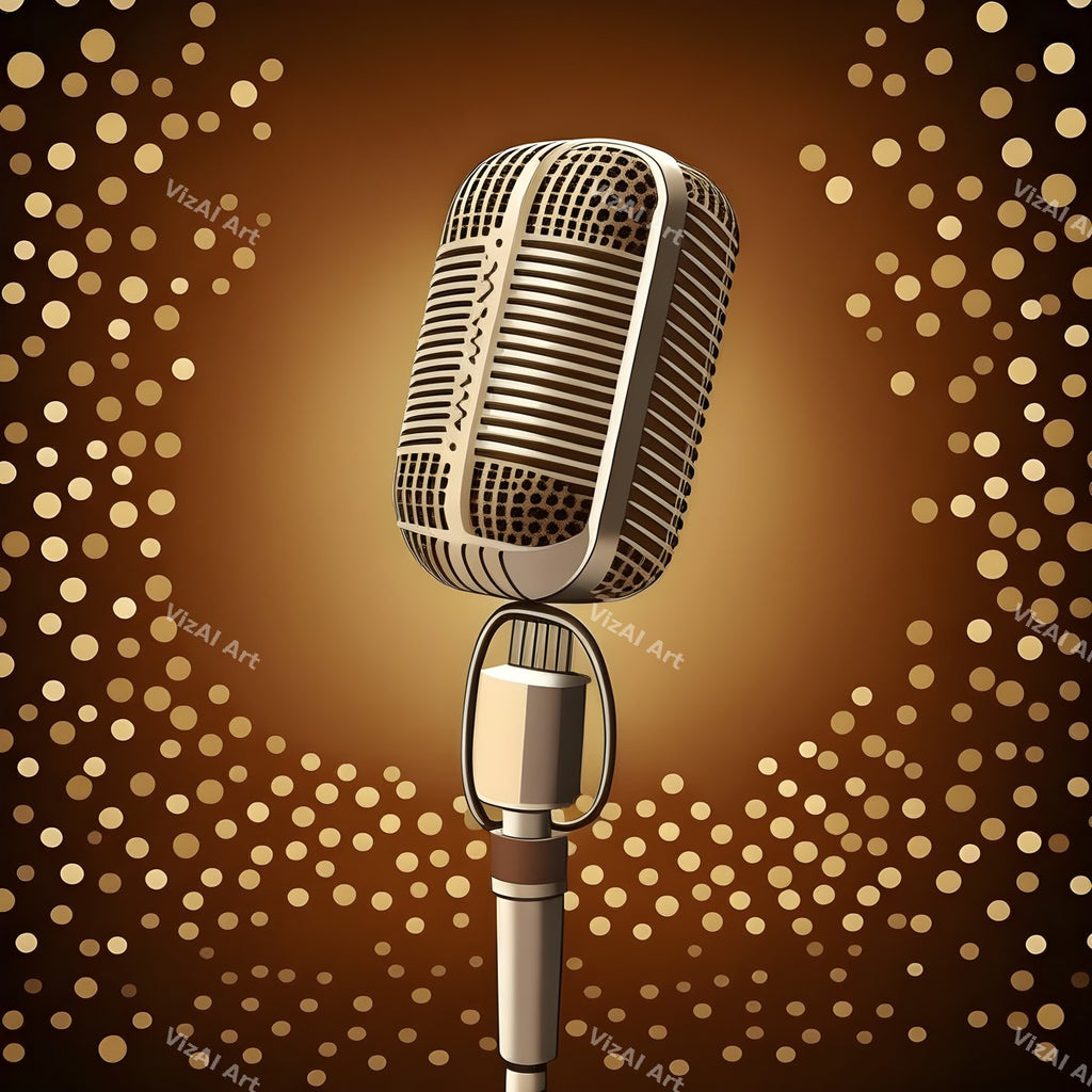 Golden Spotlight Microphone Art — print 2