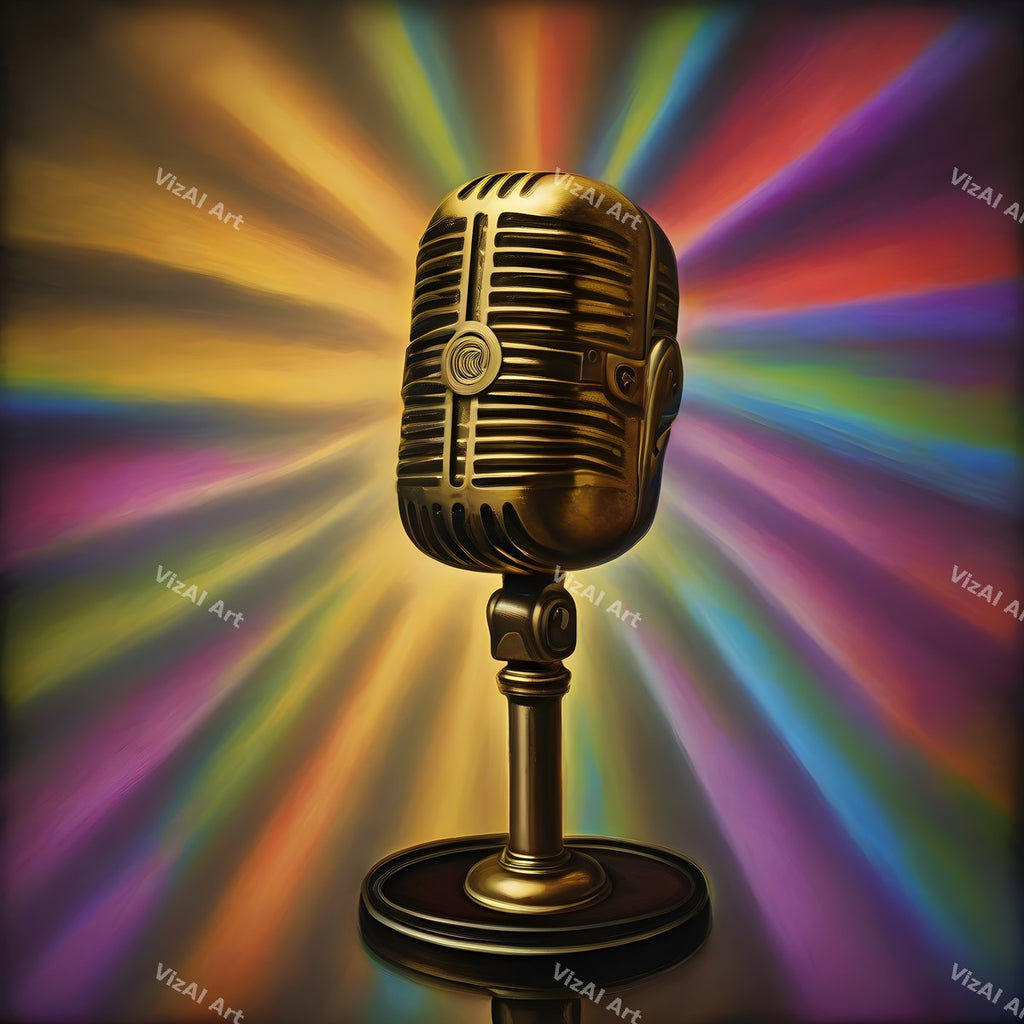 Golden Spotlight Microphone Art — print 3