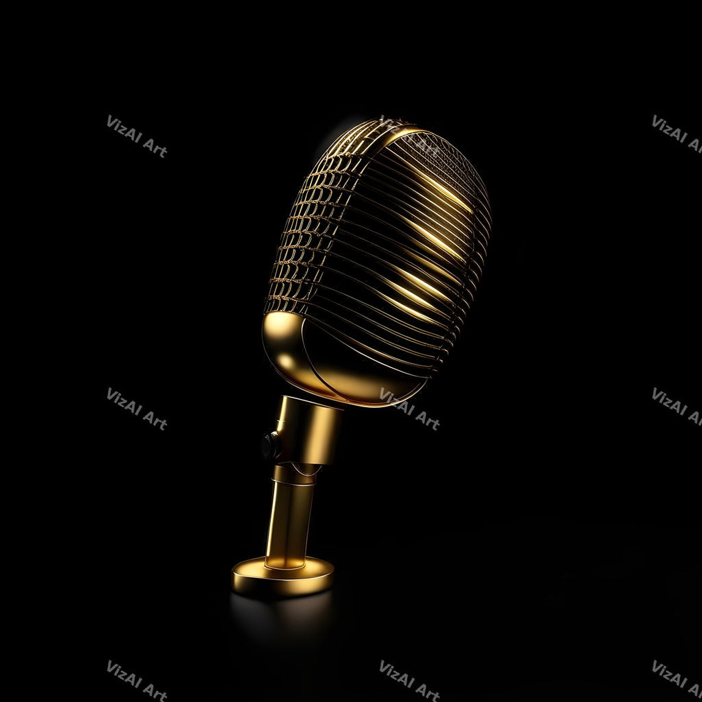 Golden Spotlight Microphone Art — print 4