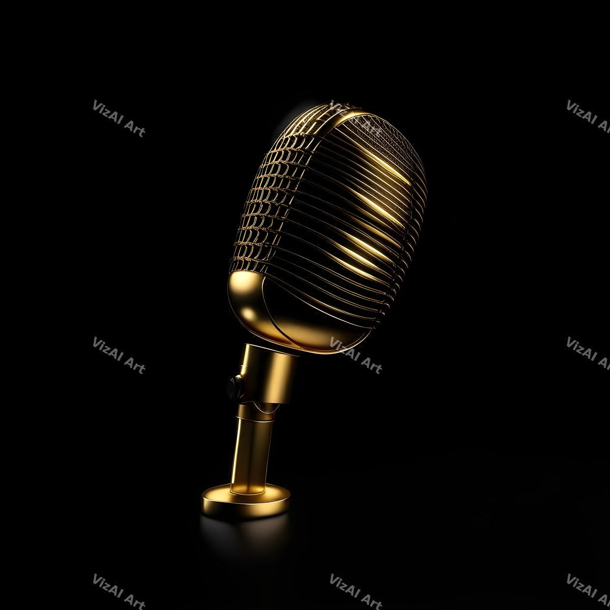 Golden Spotlight Microphone Art — print 4