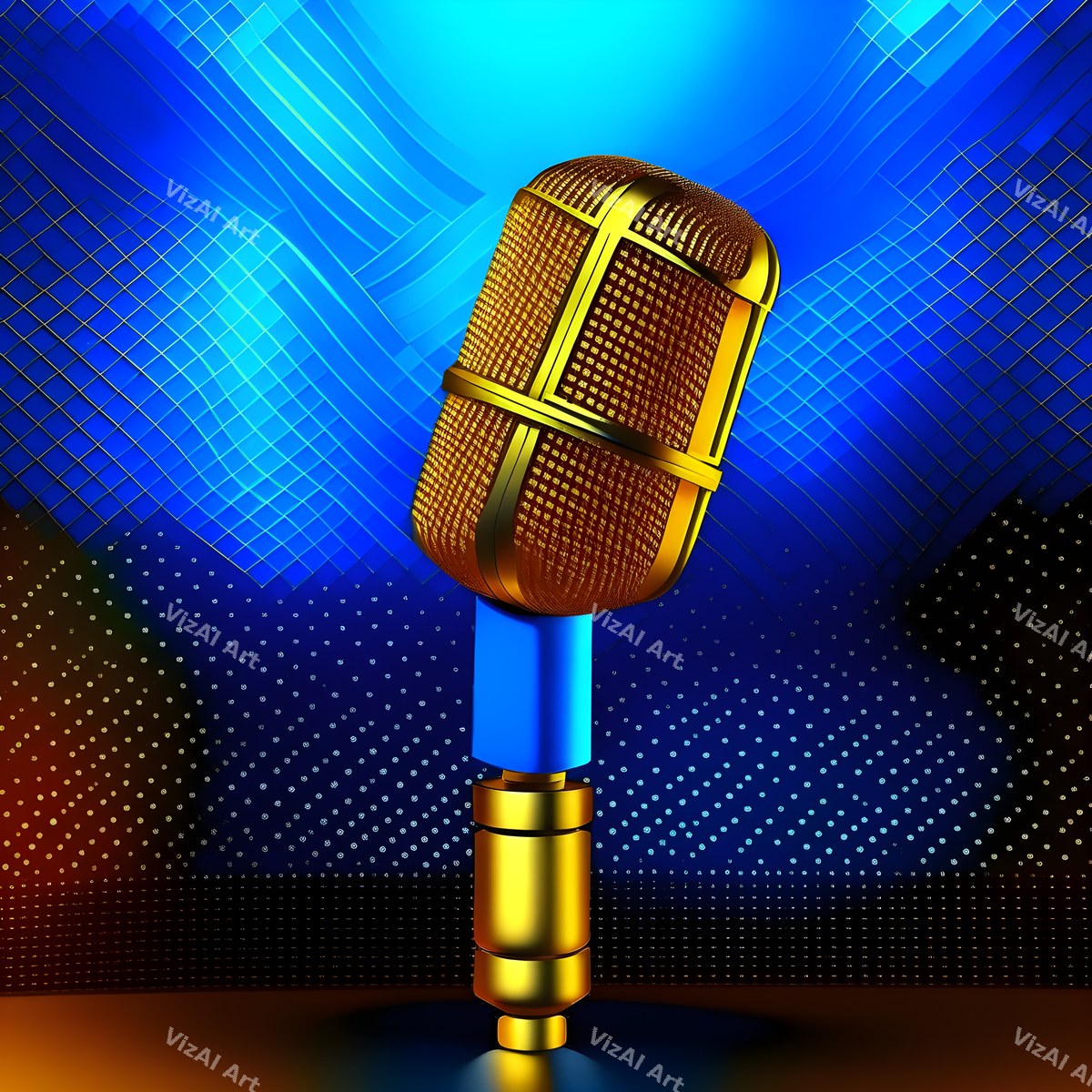 Golden Spotlight Microphone Art — print 5