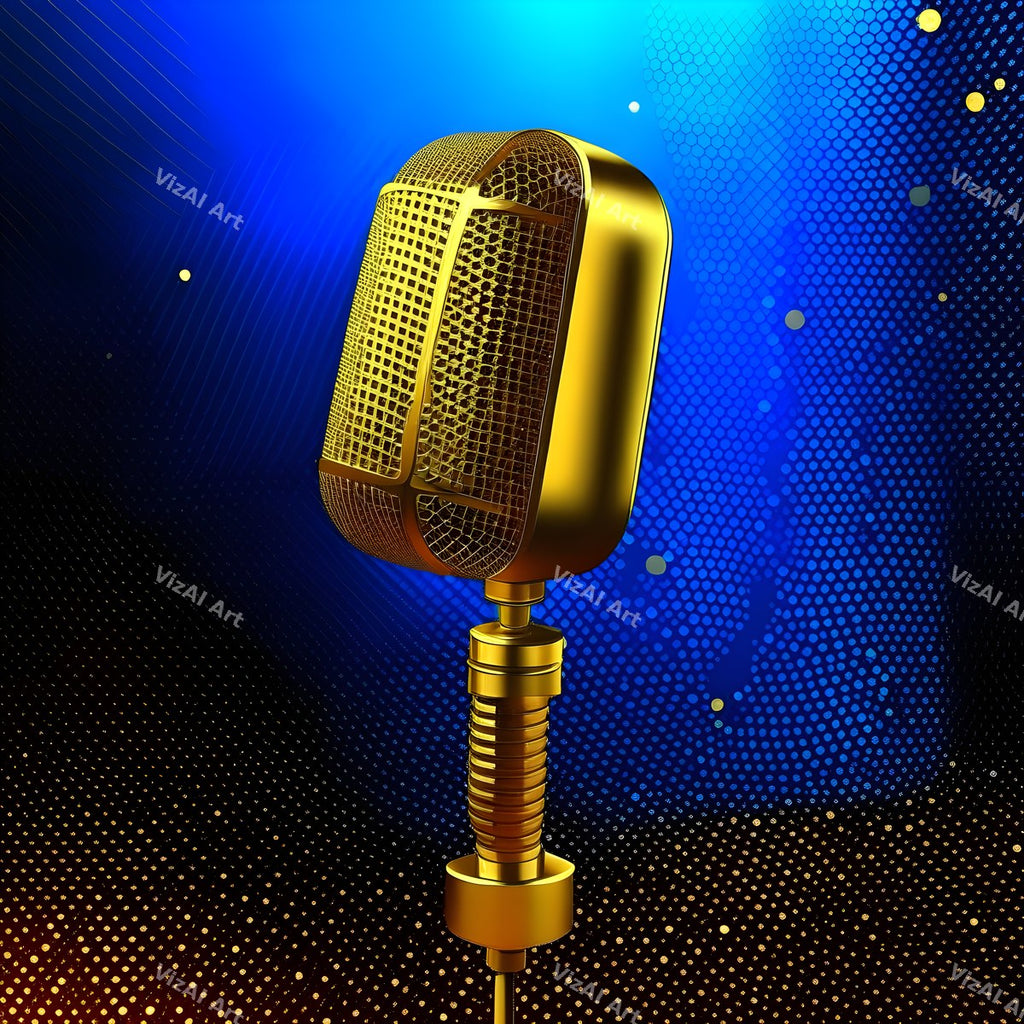 Golden Spotlight Microphone Art — print 6