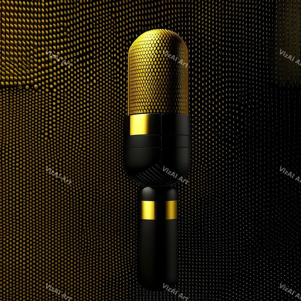 Golden Spotlight Microphone Art — print 7