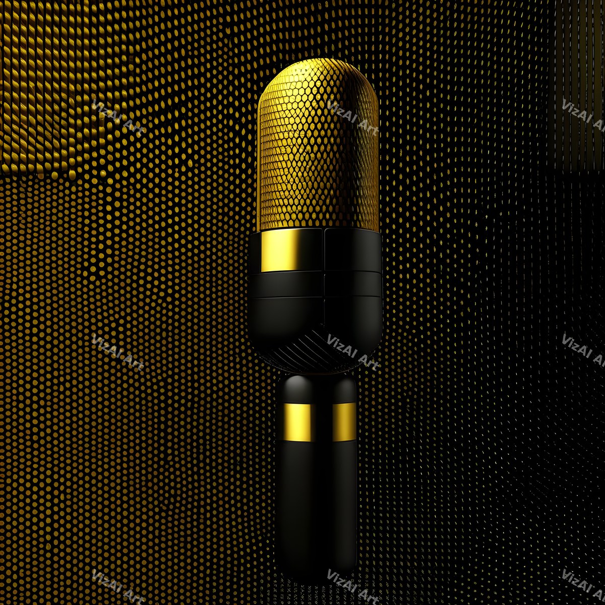 Golden Spotlight Microphone Art — print 7