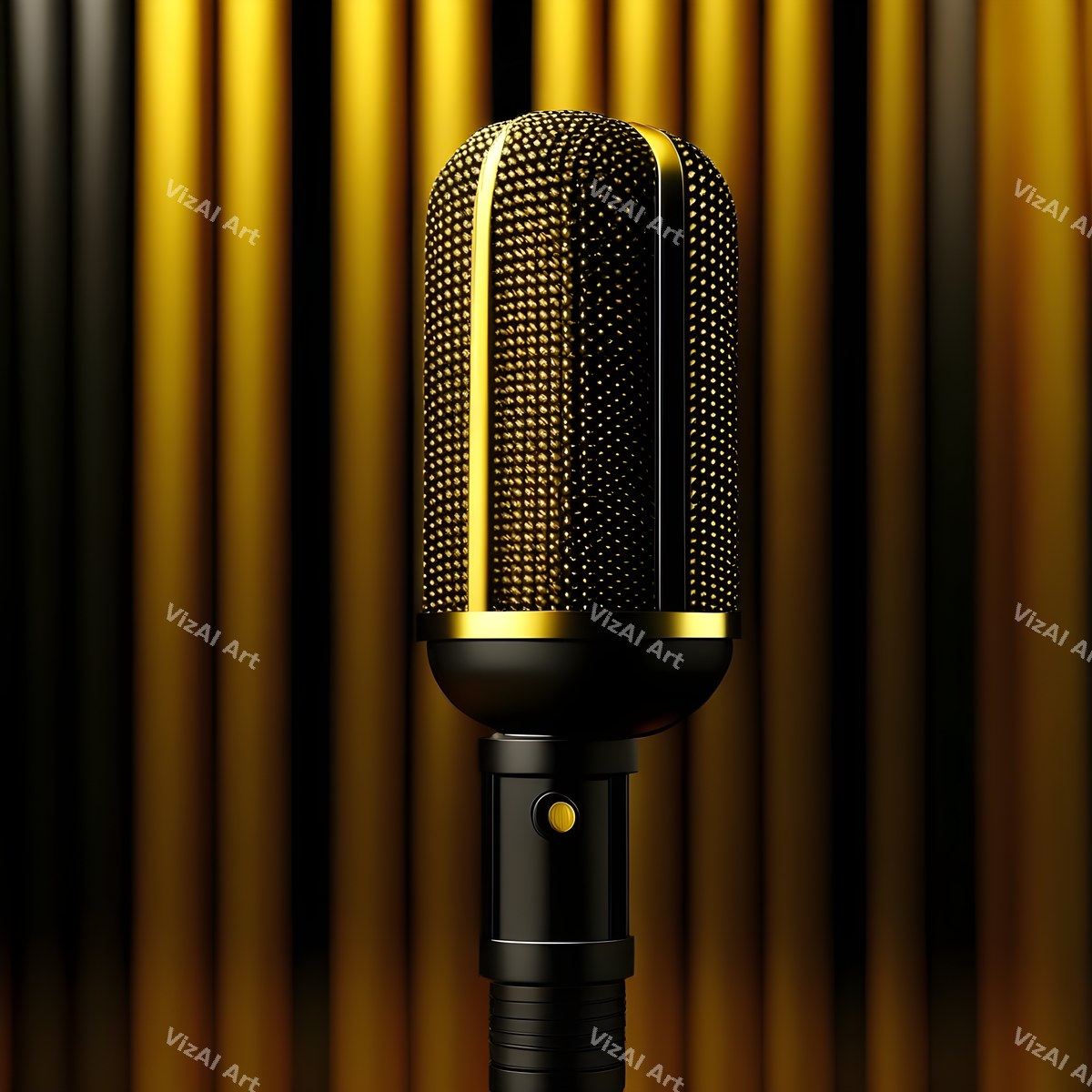 Golden Spotlight Microphone Art — print 8