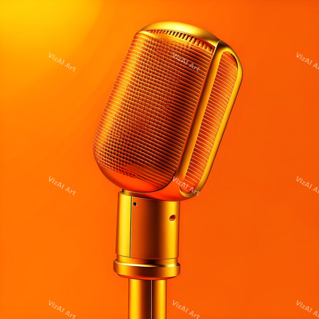 Golden Spotlight Microphone Art — print 11