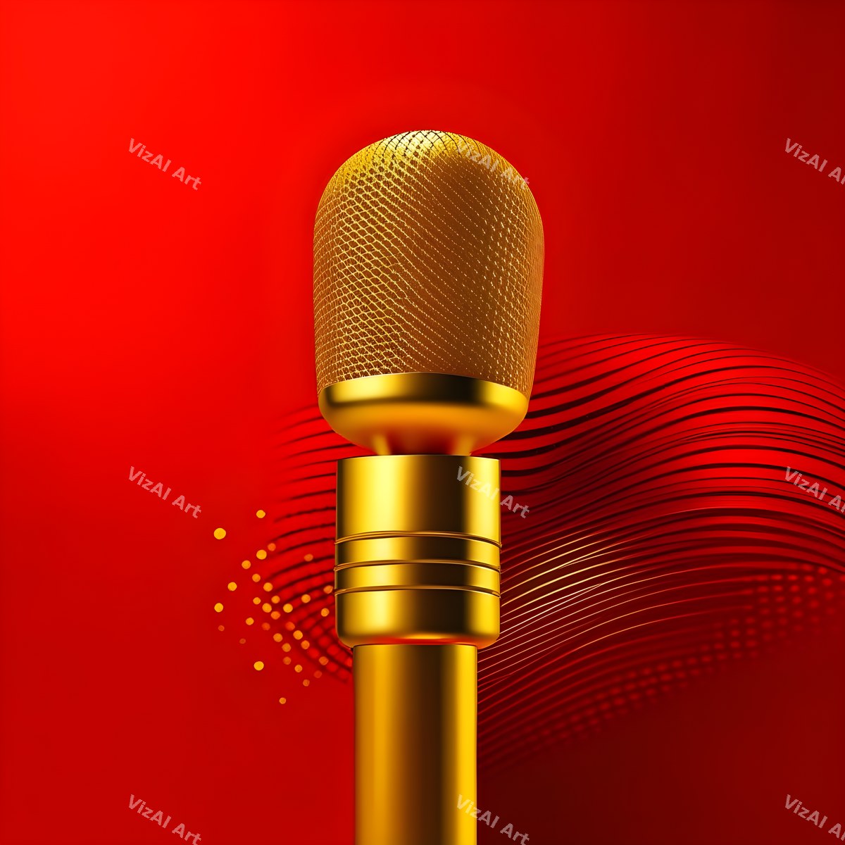 Golden Spotlight Microphone Art — print 12