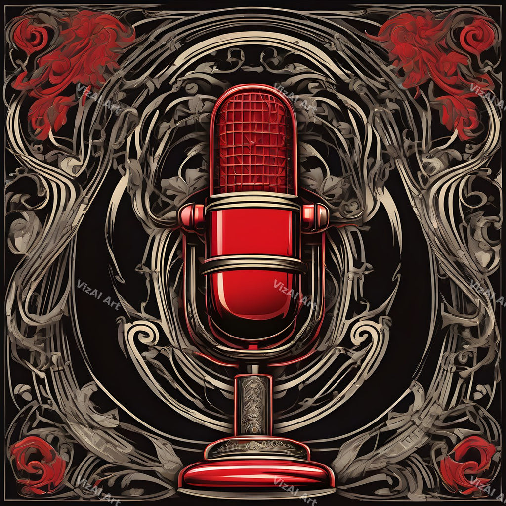 Aged Poster Retro Microphone Art — print 1