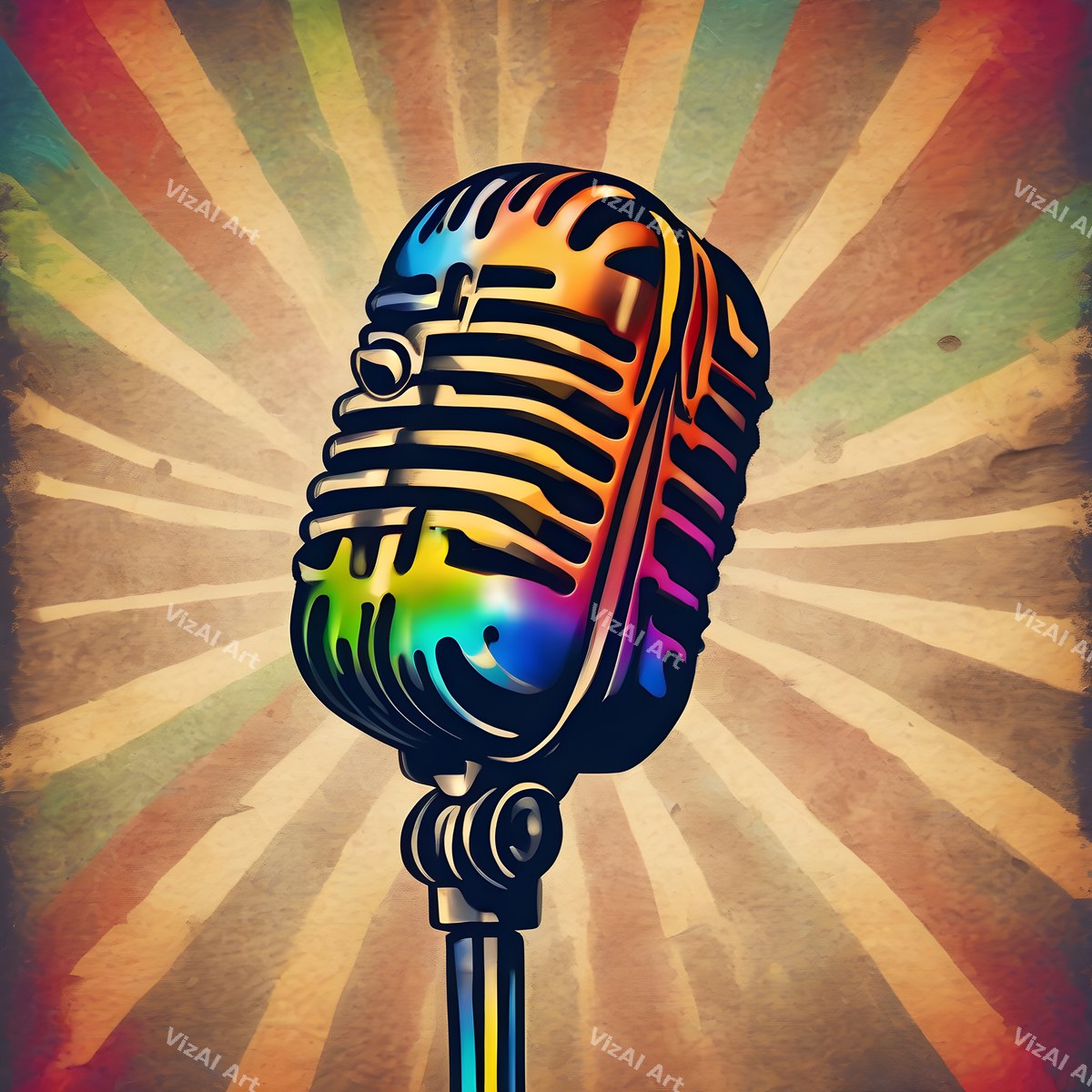 Aged Poster Retro Microphone Art — print 2