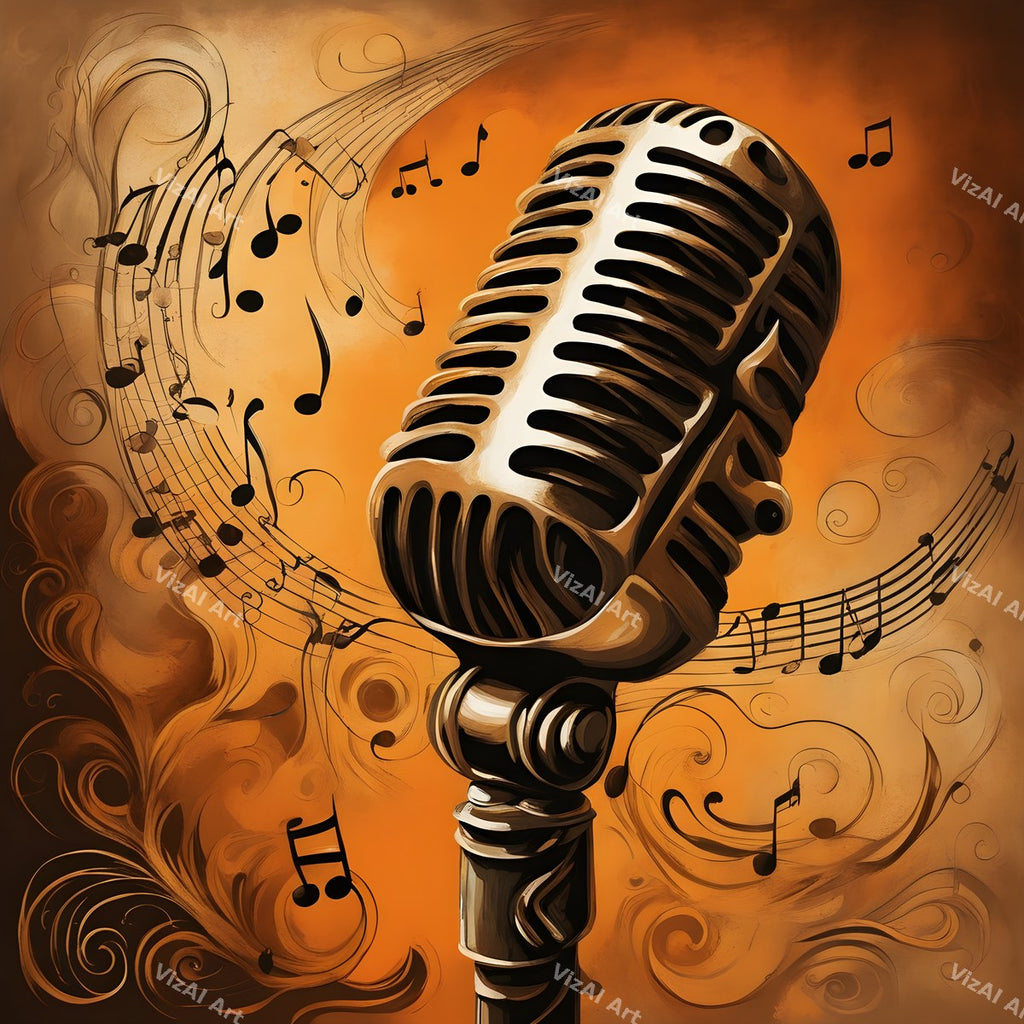 Aged Poster Retro Microphone Art — print 3