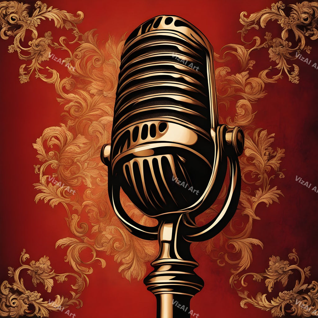Aged Poster Retro Microphone Art — print 4