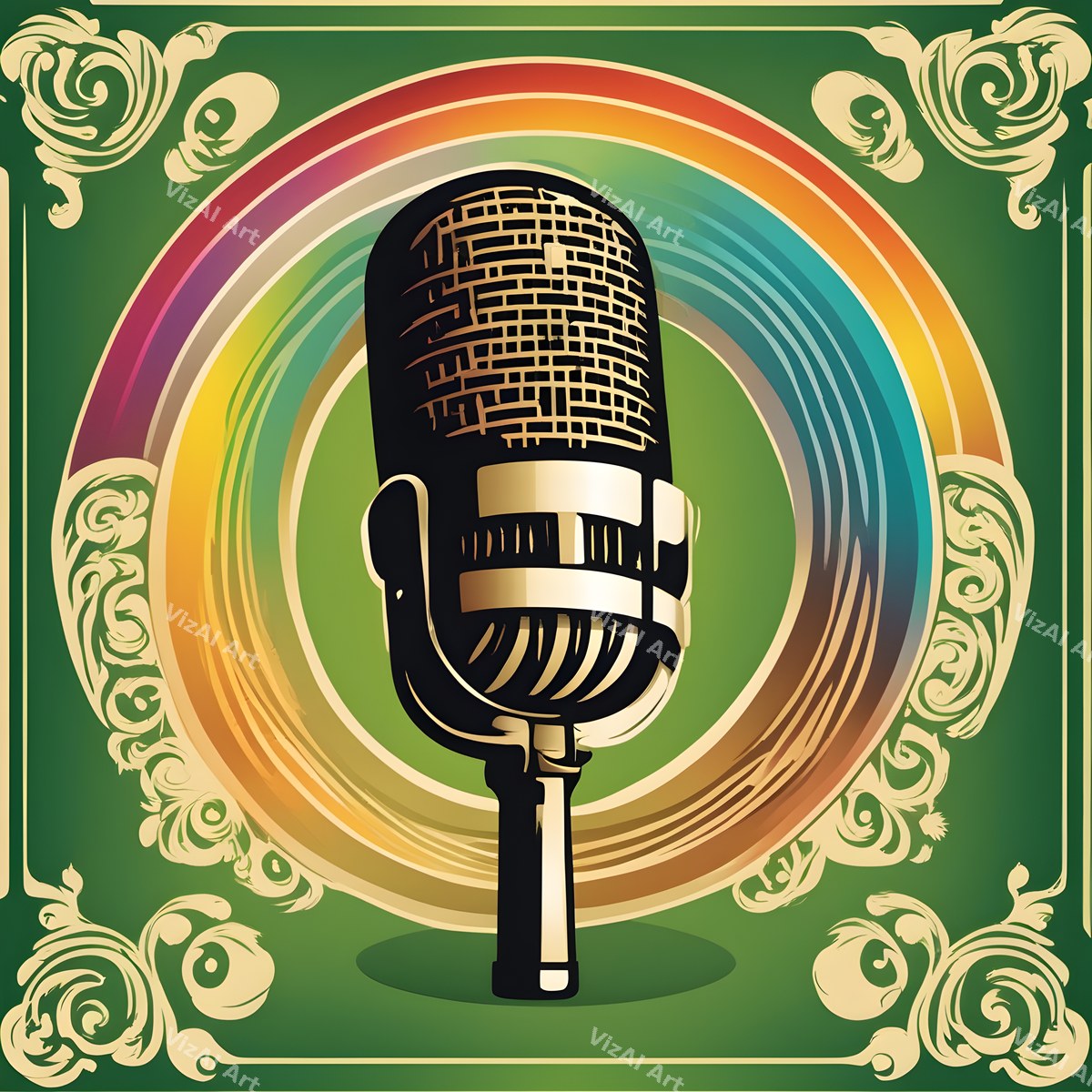 Aged Poster Retro Microphone Art — print 5
