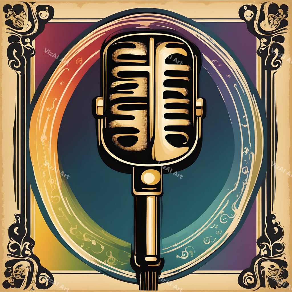 Aged Poster Retro Microphone Art — print 6