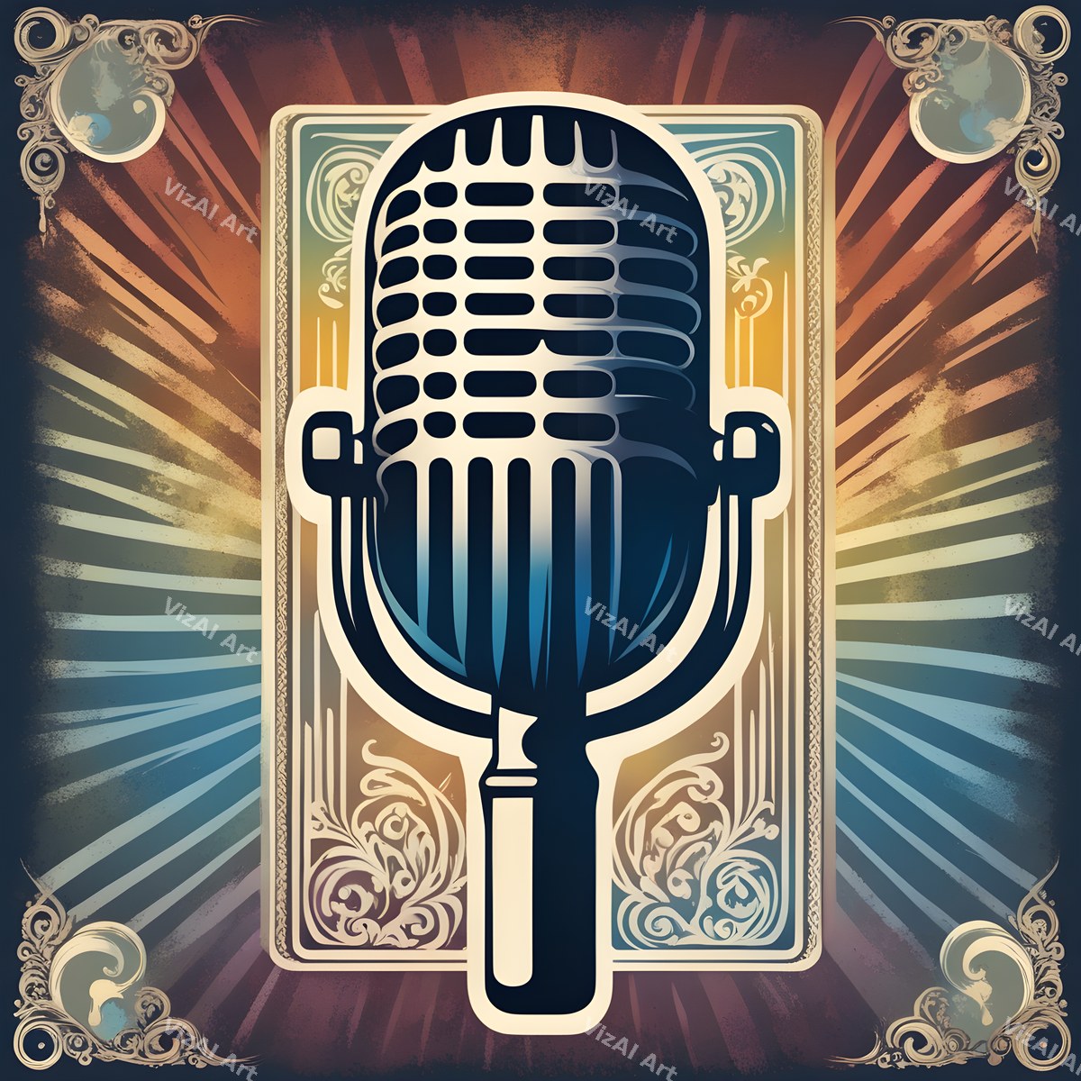 Aged Poster Retro Microphone Art — print 7