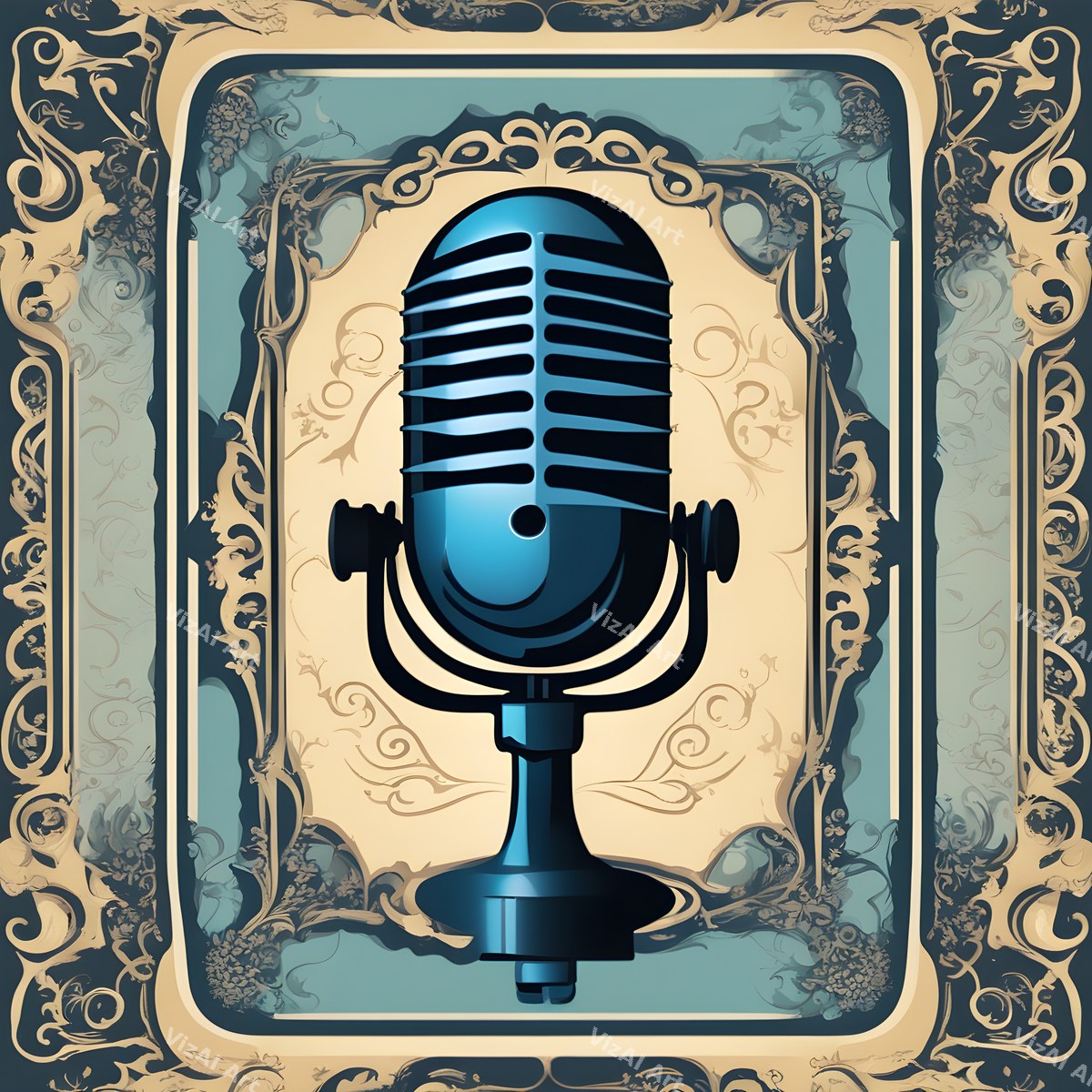 Aged Poster Retro Microphone Art — print 8
