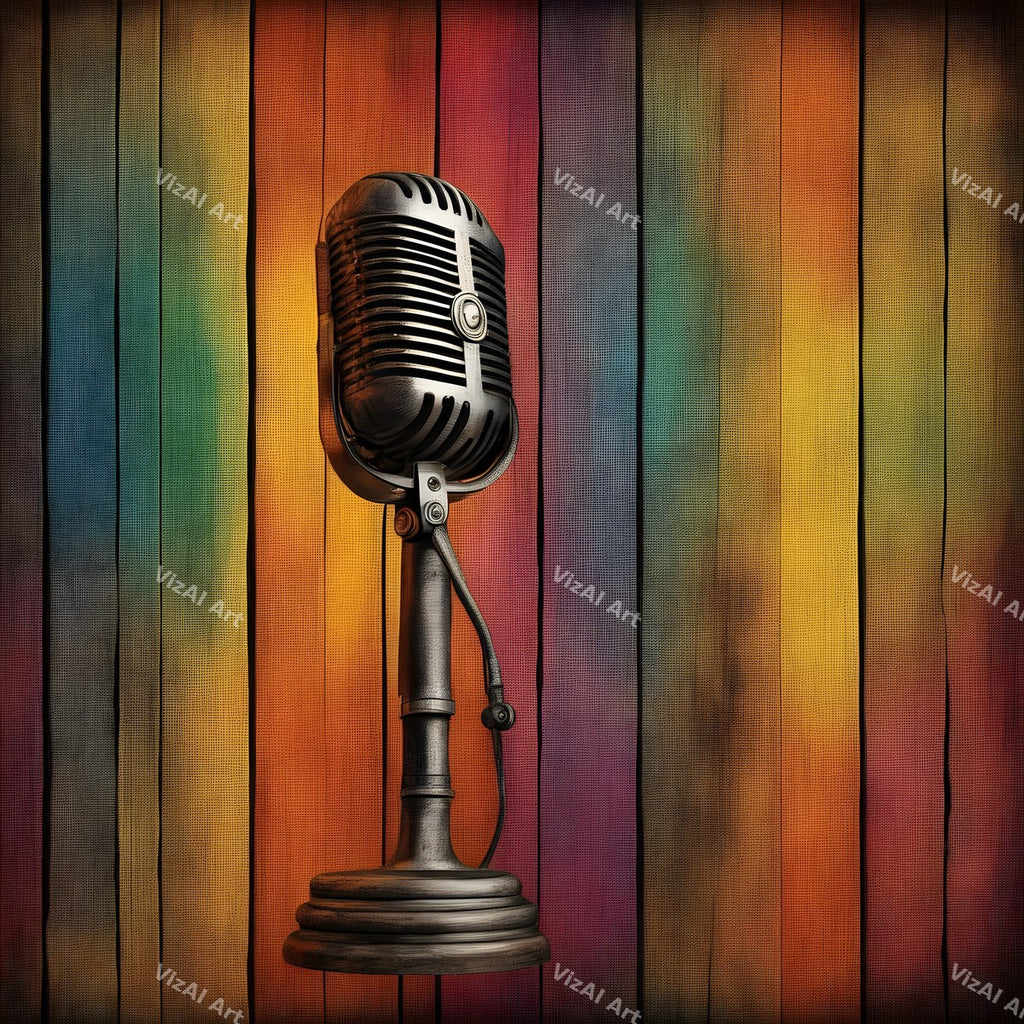 Aged Poster Retro Microphone Art — print 9