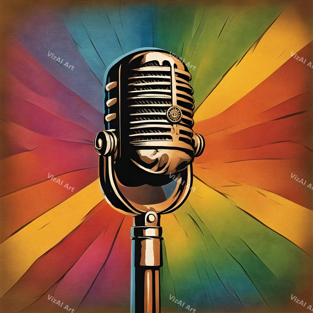 Aged Poster Retro Microphone Art — print 10