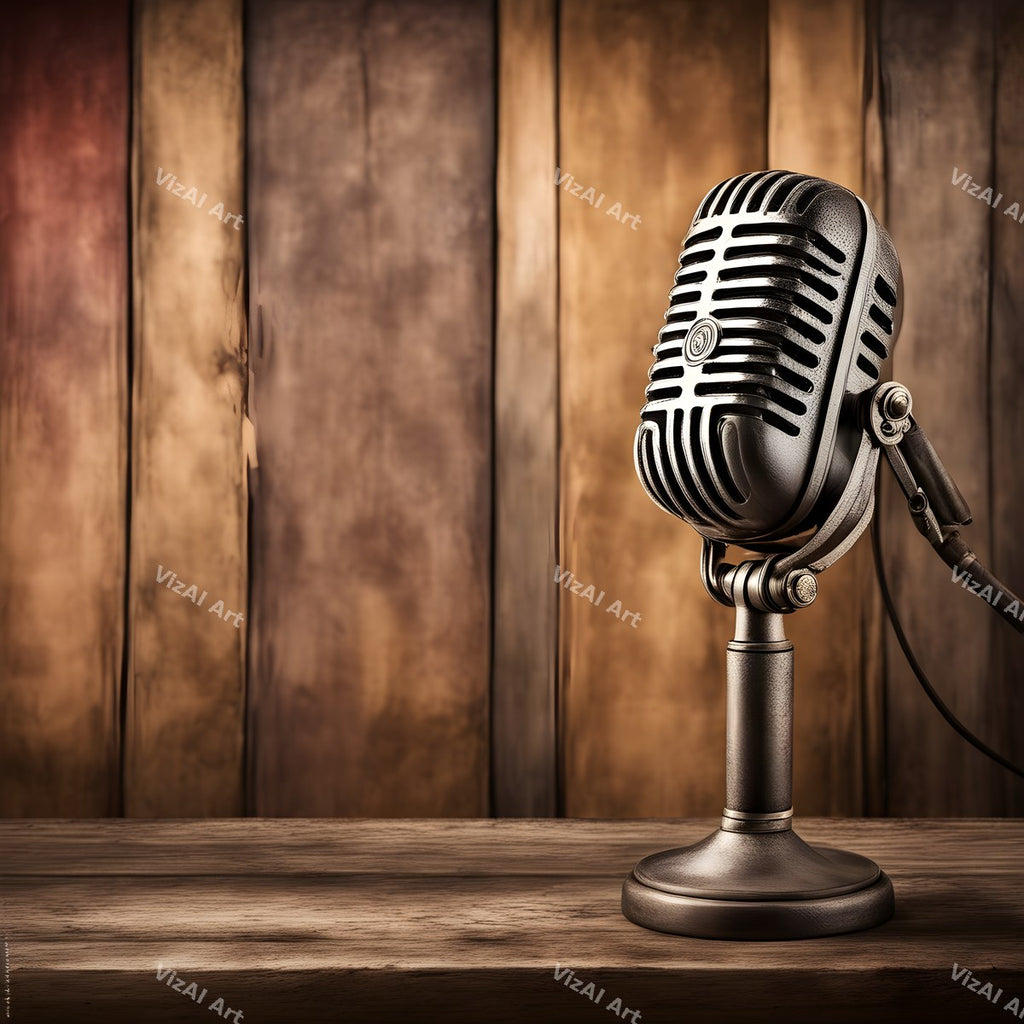 Aged Poster Retro Microphone Art — print 11
