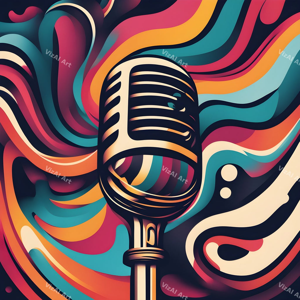 Aged Poster Retro Microphone Art — print 12