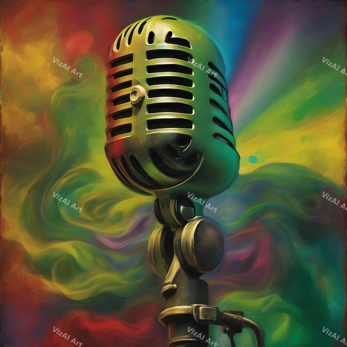 Rainbow Smoke Close-Up Microphone Art — print 2