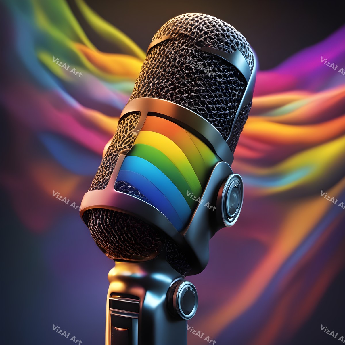 Rainbow Smoke Close-Up Microphone Art — print 4