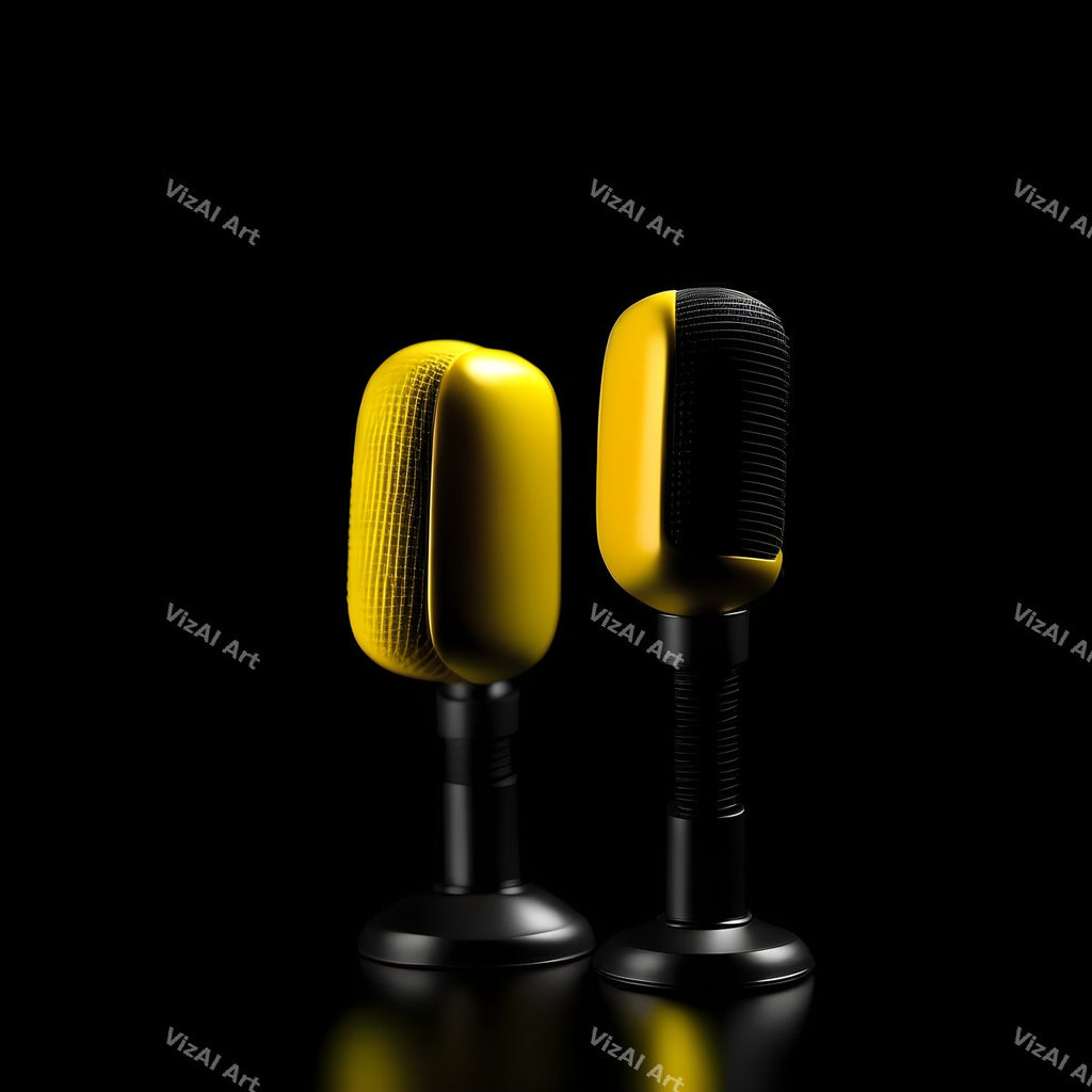 Midnight Glow Twin Microphone Art — print 2