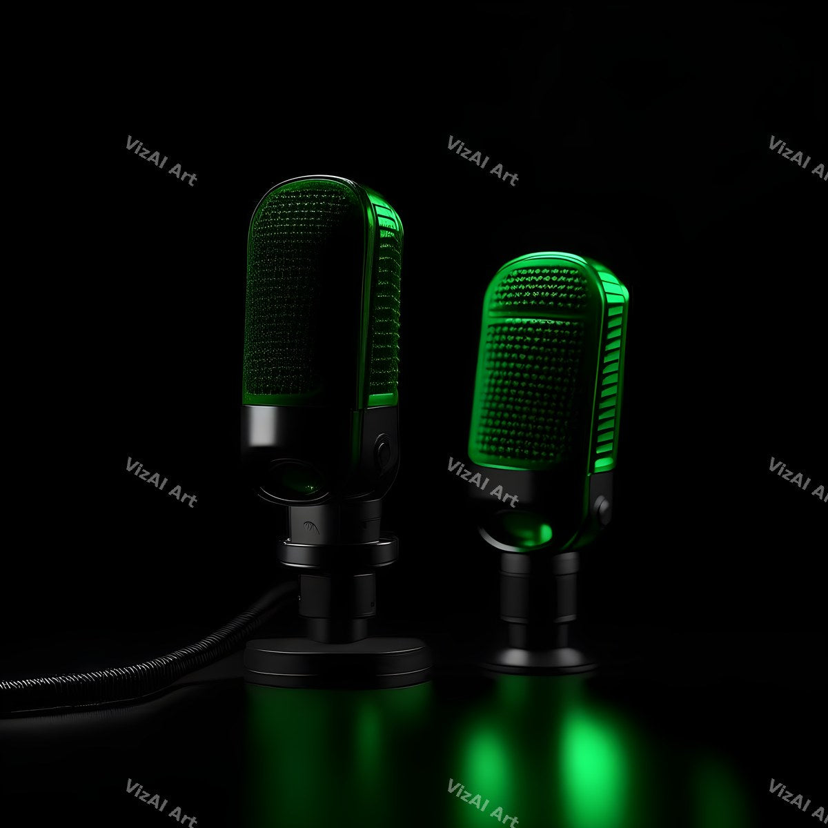 Midnight Glow Twin Microphone Art — print 3