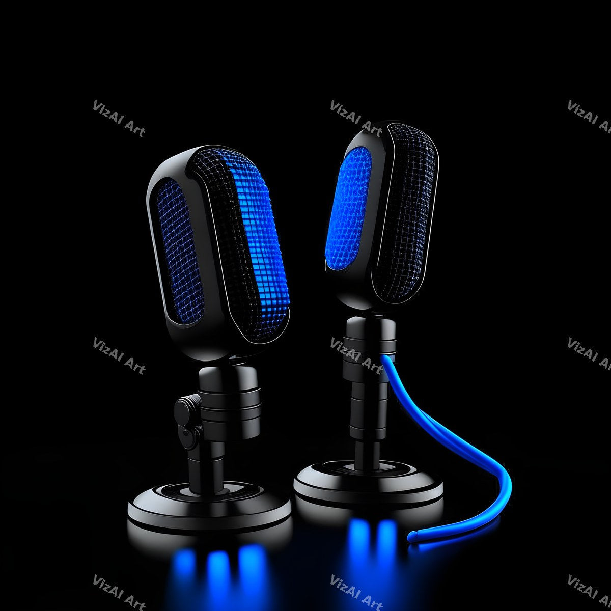 Midnight Glow Twin Microphone Art — print 5