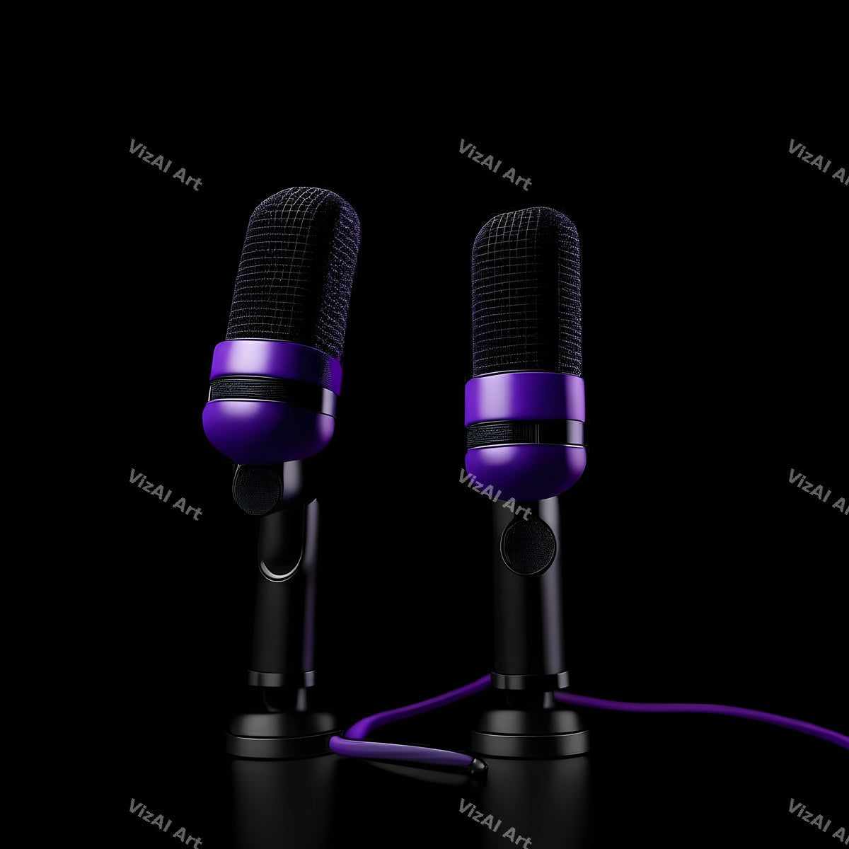 Midnight Glow Twin Microphone Art — print 7