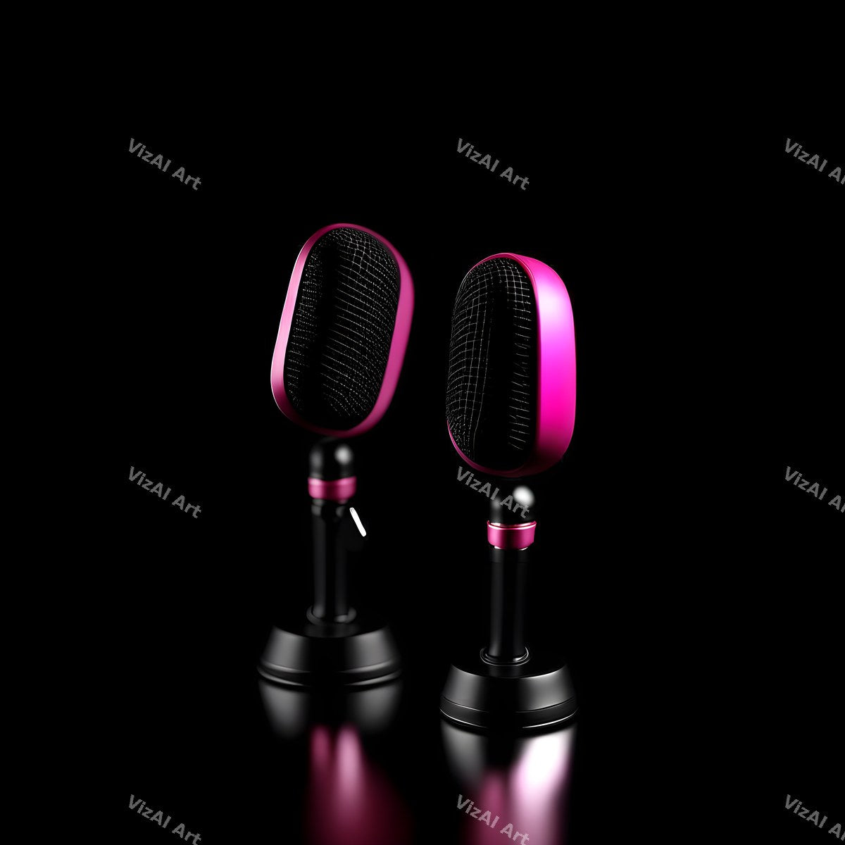 Midnight Glow Twin Microphone Art — print 8