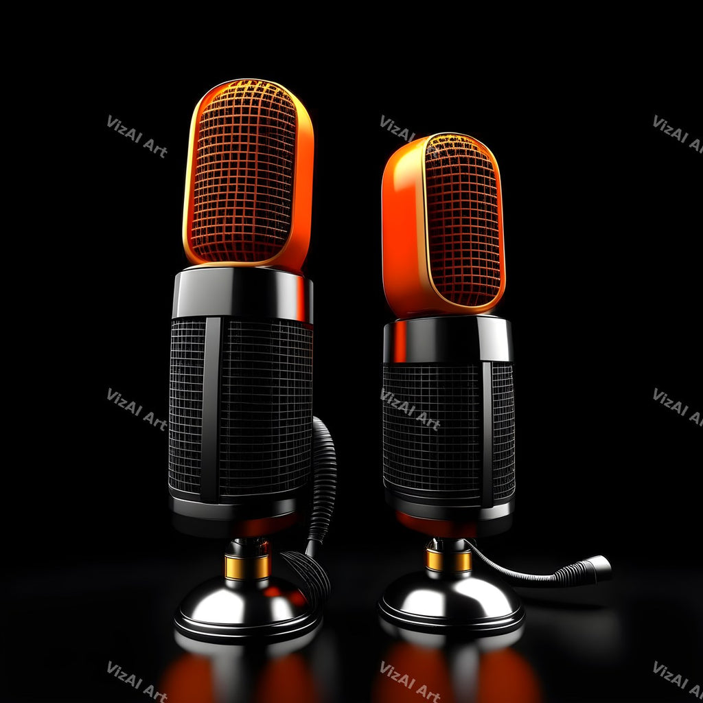 Midnight Glow Twin Microphone Art — print 10