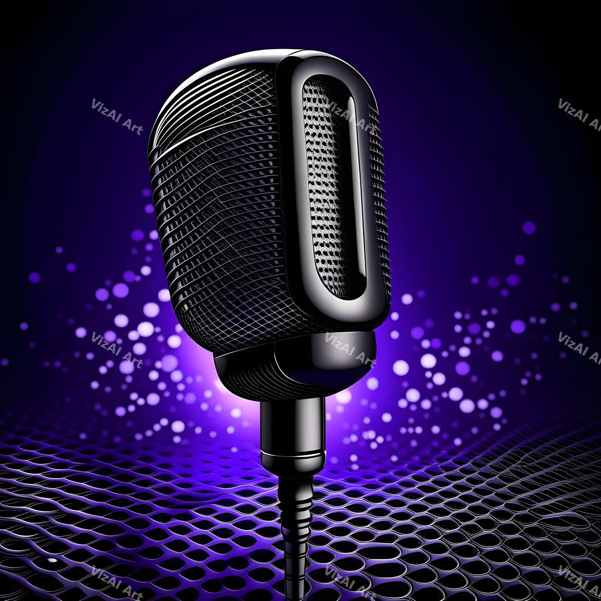 Midnight Glow Twin Microphone Art — print 12