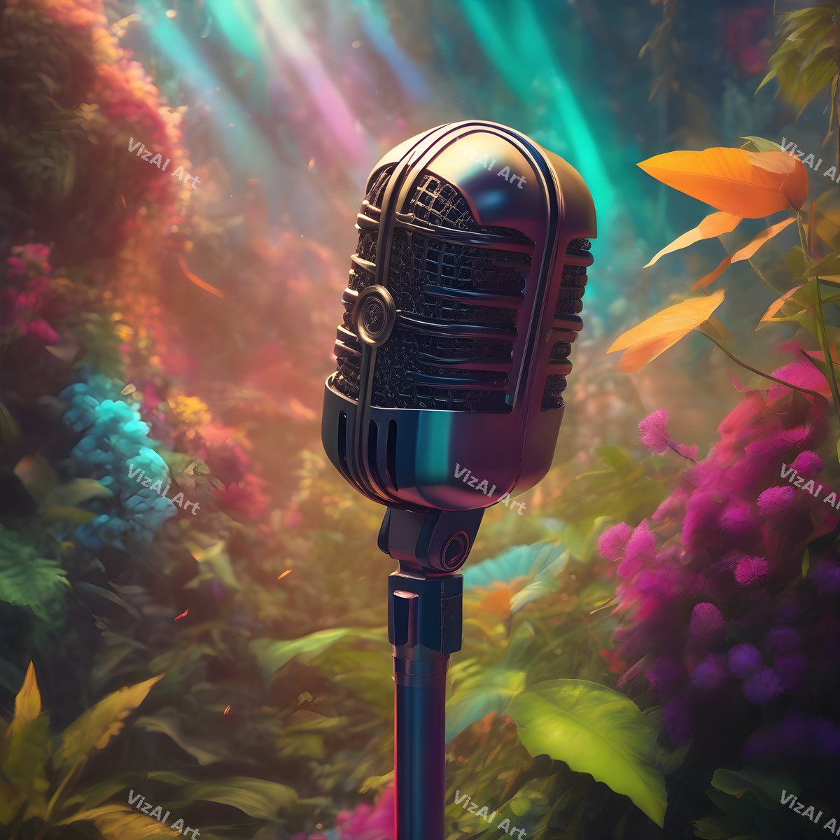 Jungle Sunbeam Microphone Art — print 1