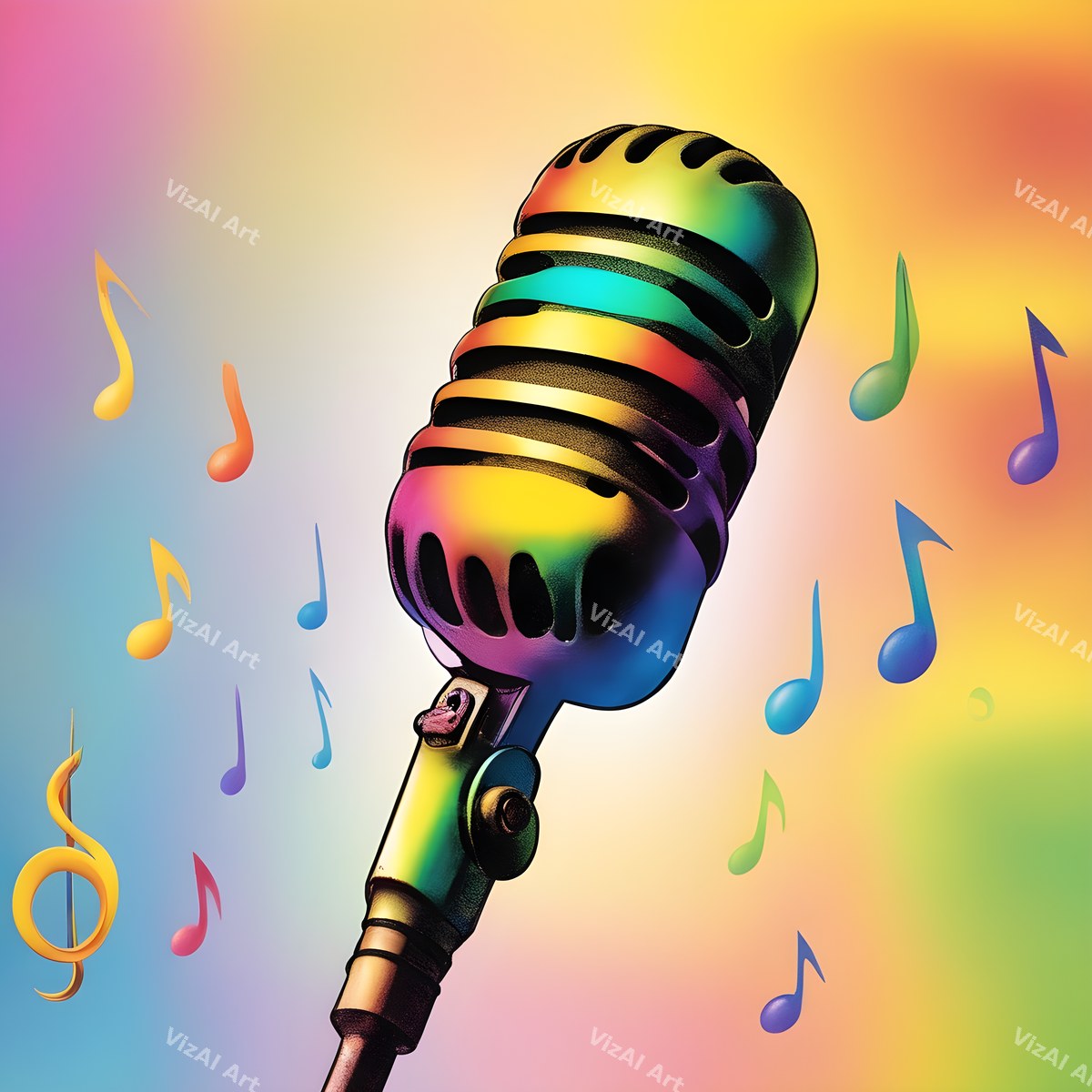 Pastel Haze Vintage Microphone Art — print 1
