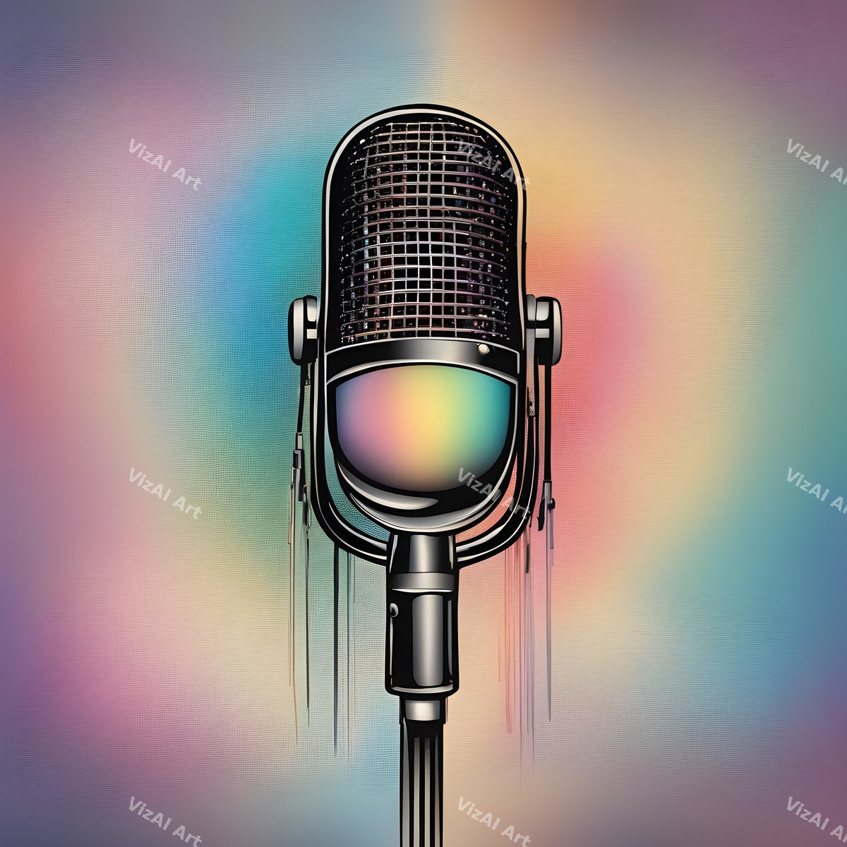 Pastel Haze Vintage Microphone Art — print 2