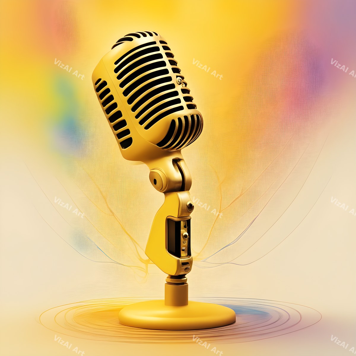 Pastel Haze Vintage Microphone Art — print 4
